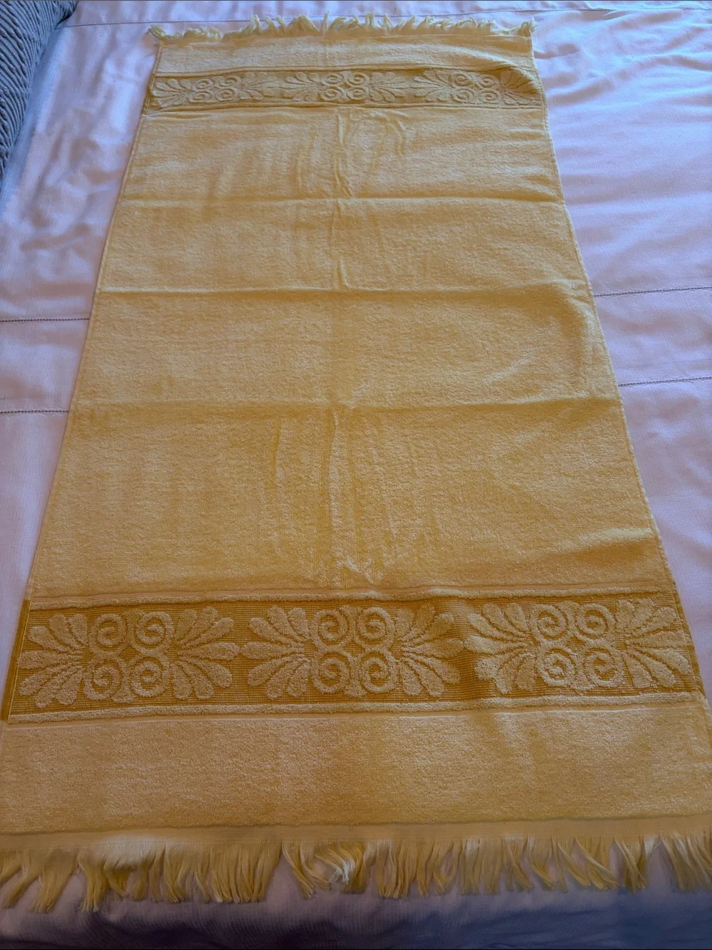 3 Piece Vintage 1970s Cannon Monticello Yellow Bath Towel Set Retro Like New
